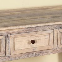 Table console rectangulaire marron en bois de récupération à 4 pieds avec rangement, style moderne pour entrée, villa, salon, hôtel, chambre