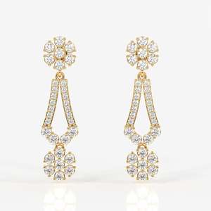 Boucles d'oreilles en or 18 carats avec diamants de laboratoire de Vienne, bijoux élégants et luxueux - Product Image 1