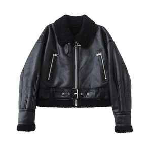Chaqueta Bomber de Cuero y Piel Sintética de Alta Calidad para Mujer, Chaqueta de Invierno con Ribete de Piel Sintética de Lujo, Chaqueta Bomber Elegante para Mujer, Fabricante - Product Image 3