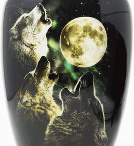 Urne pour Cendres Adulte Homme/Femme Loup-3 Loups Urne de Crémation pour Cendres Humaines Urne de Crémation en Métal Fabriquée à la Main - Product Image 4