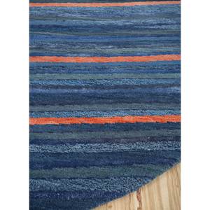 Tapis Manchaha bleu en laine et soie de bambou noué à la main, motif rayé rectangulaire pour la maison, le couloir, 10 mm, pour adolescents - Modèle Les-1627 - Product Image 4