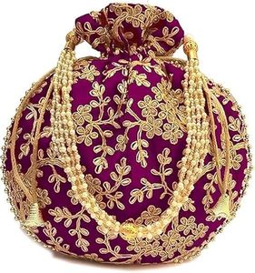 Latest Fancy Mega Impex Brand Potli <b>Purse</b> for Wedding Gifting <b>Bridal</b> Hand <b>Purse</b> Drawstring Wholesale Wristlet Gota Works Custom - Product Image 4