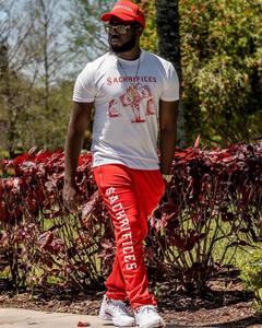 Ensemble 2 pièces T-shirt et Jogger Grande Taille en Tissu Sergé Vente en Gros Printemps Sportswear Ensemble Jumeau Homme Logo Personnalisé Imprimé Brodé Vintage - Product Image 5