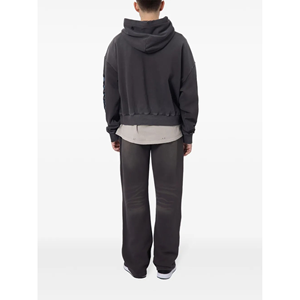 Trendy y2k faded acid <b>washed</b> distressed unisex Hoodie Graffiti embroidery Unisex Oversized Hoodie - Product Image 3