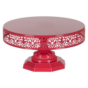 Support de gâteau de mariage moderne de 12 pouces fait à la main caractéristiques rouge acier bois marbre plastique tissu décor bricolage plateau en plastique tasse incluse - Product Image 3