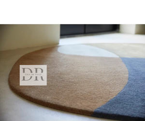 Élégant tapis en laine de Nouvelle-Zélande de forme ovale 100% fait à la main de haute qualité touffeté à la main pour le salon - Product Image 5