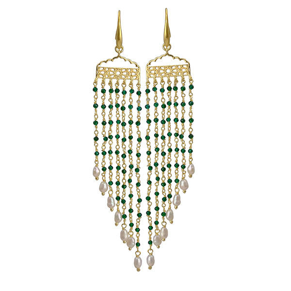 สีเขียวนิลไข่มุกสีขาว