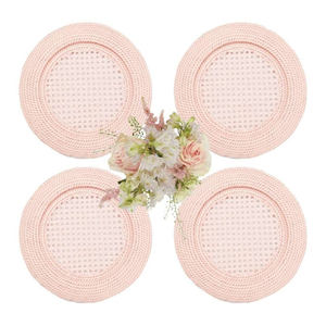 Best Selling Pink <b>Round</b> Rattan <b>Placemat</b> and Charger Plates From Vietnam Factory for Dining Table Set of Mats & Pads - Product Image 1