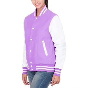 Logo personnalisé vente en gros femmes blousons bombardiers patchwork à manches longues baseball recadrée Letterman varsity vestes confortables - Product Image 5