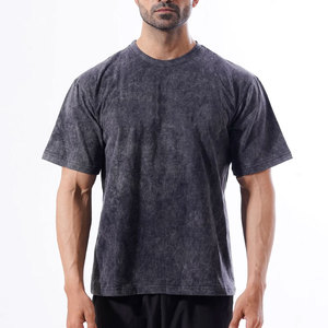 เสื้อยืดสำหรับผู้ชายผ้าซักแบบเป็นกรดไซส์ใหญ่พิเศษระบายอากาศผ้าฝ้าย100% แห้งเร็วและยาวปกติ - Product Image 1