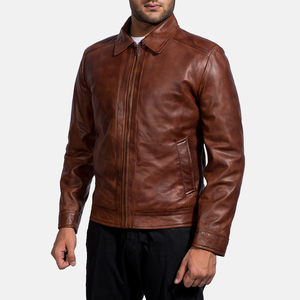 Blouson aviateur en cuir marron pour homme personnalisé 2025, blouson en cuir d'agneau original personnalisé, blouson en cuir pour motard, veste pour homme - Product Image 3