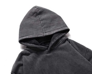 100% algodón básico cuello redondo de alta calidad cuello redondo de gran tamaño lavado con ácido sudaderas con capucha y sudaderas para hombres personalizados OEM ODM - Product Image 2