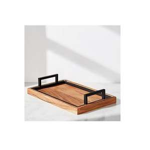 Bandeja de servicio de madera Premium con asas Bandeja hecha a mano de diseño rústico y elegante Durable y elegante con asas integradas - Product Image 3