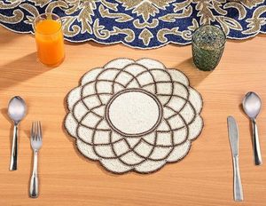El mejor diseño temático, vajilla redondeada, mantel decorativo con cuentas de vidrio, Mantel Individual para fiestas y otras funciones - Product Image 5