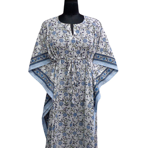 Caftan de plage Confortable Luxe Long Size Hand Block Imprimé Coton doux Voile Caftan Vêtements de nuit à vendre à bas prix - Product Image 5