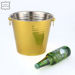 Classic Style Stainless Steel Portable Ice <strong>Bucket</strong> <strong>with</strong> <strong>Handle</strong> Tongs Protective Cover <strong>Lid</strong> for Parties Durable Metal Construction - Product Image 4