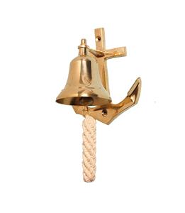 Timbre de puerta de latón macizo Vintage hecho a mano antiguo de Calvin con ancla de barco decoración colgante de pared - Product Image 1