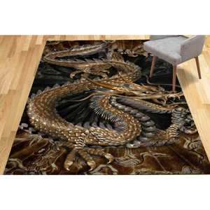 Alfombra Estampada con Diseño de Dragón: Alfombra Japonesa Moderna con Patrón de Dragón, Alfombra Suave con Pelo Largo - Product Image 4