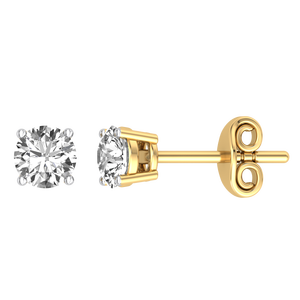 Boucles d'oreilles clous de luxe en or 9 carats avec diamant blanc de laboratoire taille brillant, clarté VS1, certifié IGI, haute qualité, pour femme, fabriqué en Inde - Product Image 1