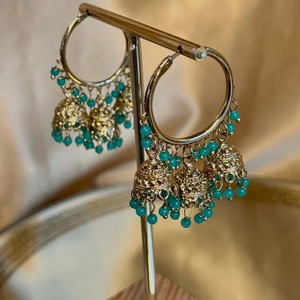 Pendientes indios étnicos Vintage de nuevo diseño, borla de flor de aleación de plata antigua chapada en oro con gema de cristal y Perla - Product Image 5