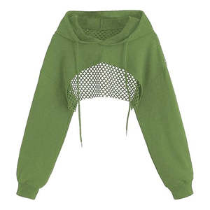 เสื้อฮู้ดผ้าฟลีซทรงสปอร์ต ซุปเปอร์ครอป แบบเรียบง่าย ระบายอากาศได้ดี เหมาะสำหรับฤดูหนาว สไตล์ลำลอง คอเสื้อแบบมีรู ดีไซน์ไหล่ตก - Product Image 5