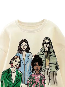 Vente en gros de sweatshirts imprimés surdimensionnés décontractés pour femmes au design personnalisé sweatshirts d'automne à col rond respirants pour l'hiver avec logo sur le devant - Product Image 2
