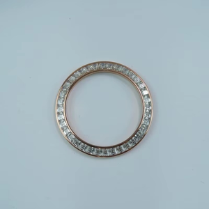 Luxira Jewels Handmade Stainless Steel Moissanite Rose Gold <b>Watch</b> Bezel <b>Ring</b> High Quality Clear Baguette Cut Stones 40mm Elegant - Product Image 2