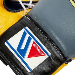 Gants de boxe Winning gris, jaune et noir, gants de boxe d'entraînement Winning Pro, gants de boxe Winning Pro à lacets - Product Image 3