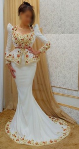 Elegant White Silk <b>Jacket</b> with Caftan Dress 2024 Collection Zari Embroidery Crystal Glass Beadsstone Dabka Work Enhancements - Product Image 2