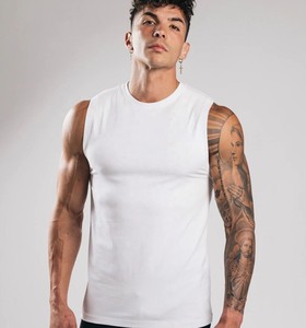 เสื้อกล้ามผู้ชายผ้าฝ้ายคอตตอน ทรงเข้ารูป สวมใส่สบาย เหมาะสำหรับออกกำลังกาย คอกลม แขนกุด แห้งเร็ว ผสมสแปนเด็กซ์/คอตตอน 180 กรัม ชายเสื้อโค้ง ทอแบบพิเศษ - Product Image 6