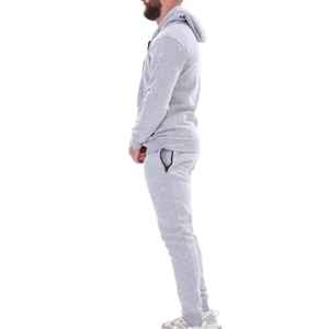 100% coton coupe régulière ensemble de survêtement manches longues respirant genou longueur avec col à capuche motif solide vêtements d'hiver - Product Image 1