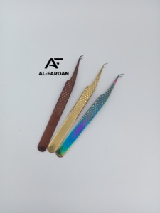 Pinzas para pestañas con ángulo de 45 grados, punta de fibra de 8 mm, acero inoxidable con revestimiento de plasma, para extensiones de pestañas - Product Image 4