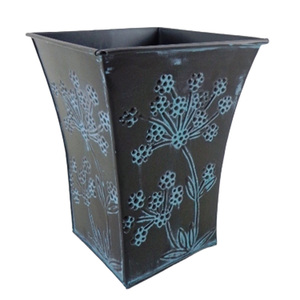 Juego de decoración de sala de estar de 3 macetas de metal con forma cuadrada, maceta de bronce para suelo, jardín y decoración del hogar - Product Image 1