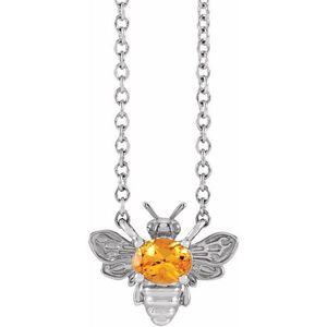 <b>Bee</b> Necklace Vintage Trendy Stainless Steel Gold Plating Insect Shape Diamond Main Number Cross Heart Patterns Claw Setting - Product Image 1