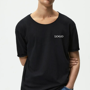 T-shirt noir personnalisé pour homme, de haute qualité, confortable, décontracté, prix bas, t-shirt uni en gros - Product Image 1