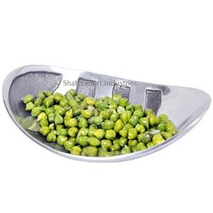 Cuenco para servir de metal de forma ovalada, cuenco decorado de aluminio plateado para uso en mesa de comedor de cocina y restaurante - Product Image 1