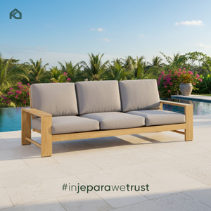 Sofá de Teca Moderno de Dos Plazas para Exteriores, Resistente al Agua, Muebles de Madera Maciza para Patios, Diseño Portátil, Duradero y Cómodo - Product Image 1