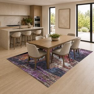 RUGS DEPOT LXDP-0894 Wholesale Multicolor Neutral Contemporary Abstract Digital Printed Machine Washable Chenille Rug Non <b>Slip</b> - Product Image 4