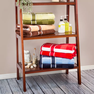 Luxury 6-Piece Cotton <b>Towel</b> Set <b>Striped</b> & Solid Velour Design Soft and Highly Absorbent Bath <b>Towels</b> - Product Image 4