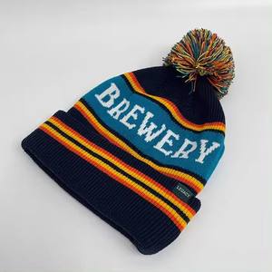 Mexion 2026 Designer Woven 100% Wool Pom Pom Sport Bobble Hats Winter Knit Toque Rib Cuff Custom Beanie with Embroidered Logo - Product Image 5