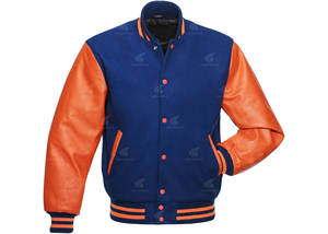 Veste d'hiver pour homme en cuir de qualité supérieure, 100% laine véritable, coupe-vent, col montant, design universitaire, style urbain - Product Image 2