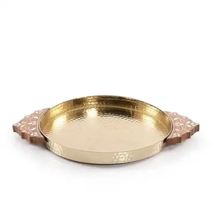 Lot de 4 assiettes en aluminium au design martelé, plateau de service à chocolat alimentaire en métal nickelé pour un repas élégant pour le restaurant Diwali - Product Image 4