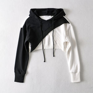 Top corto informal para mujer más vendido, sudaderas con capucha, mezcla de poliéster cálido y rico en algodón, comodidad lavada, sostenibilidad, frente con capucha de invierno - Product Image 4