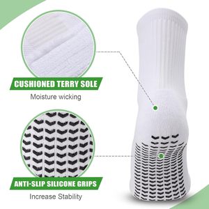 2/4 pares de calcetines de fútbol para hombre con empuñaduras acolchadas antideslizantes fútbol baloncesto calcetines deportivos 30% algodón y 70% poliéster - Product Image 4