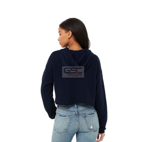 <b>Crop</b> <b>Top</b> Short Length Fleece Hoodies for Women with Full Sleeves and Single Plain Color Get Manufacture Your Private Brand Hoods - Product Image 3