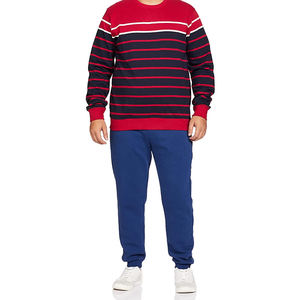 Pull décontracté en maille à col rond rayé rouge marine pour homme, coupe classique, en coton respirant, dernière collection, idéal pour l'automne - Product Image 3