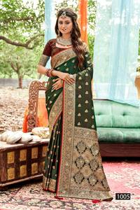 Saroj Bridal Look Satén Saroski Vol 1 Tradicional Satén Seda Saree Catálogo Completo disponible a tarifa mayorista - Product Image 4