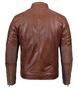 Chaqueta para Hombre al por Mayor 2026, Chaqueta Premium para Hombre en Cuero Genuino Marrón Clásico con Cierre de Cremallera para Invierno, Logotipo Personalizado - Product Image 4