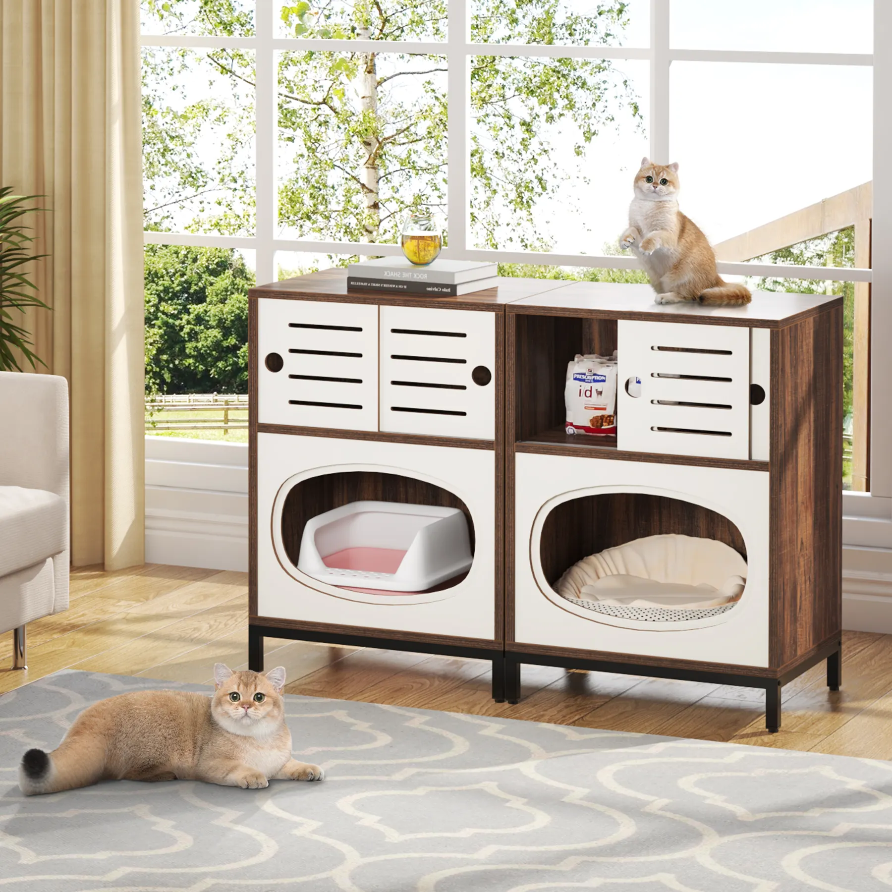 Multifunctional Cabinet Type Pet Houses & Furniture Wood Pet House Bed