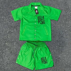 2025 logotipo personalizado ecológico transpirable patrón sólido chándal conjunto corto Unisex 2 piezas camiseta pantalones cortos con logotipo personalizable - Product Image 4